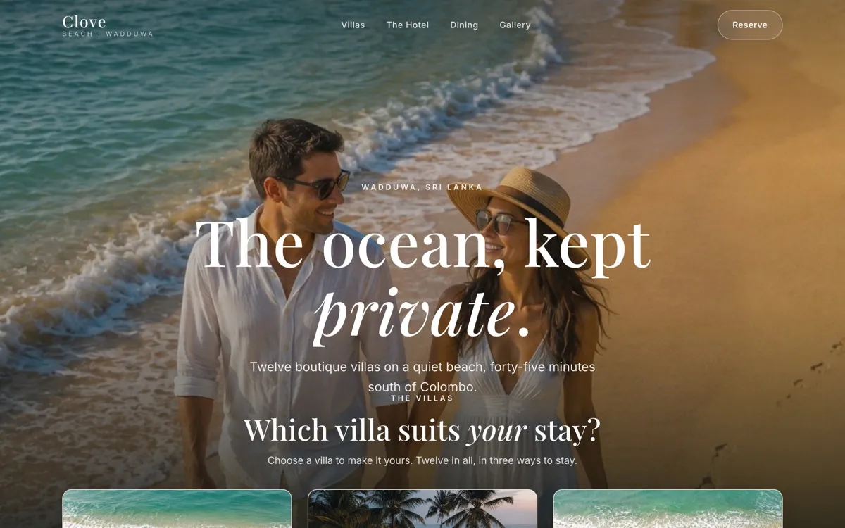 Clove Beach website
