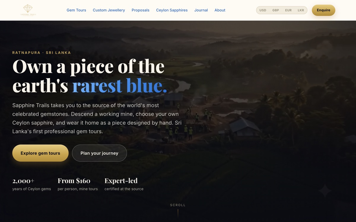 Sapphire Trails gem tourism website, aerial photograph of Ratnapura