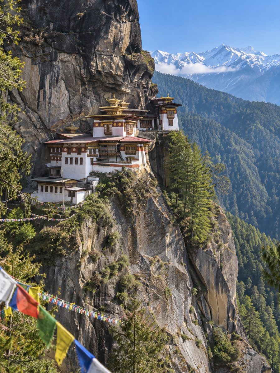 Tiger's Nest monastery on a cliff face in Bhutan