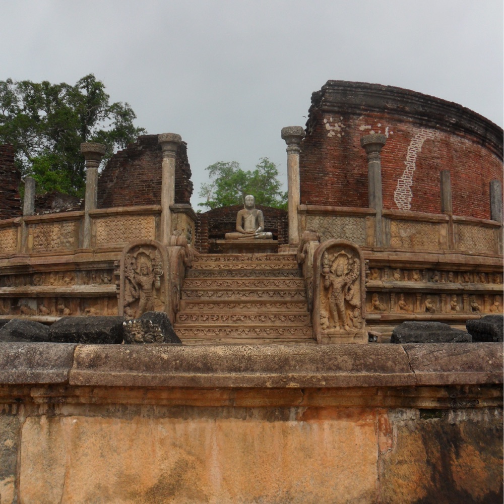 The Vatadage at Polonnaruwa with its seated Buddha
